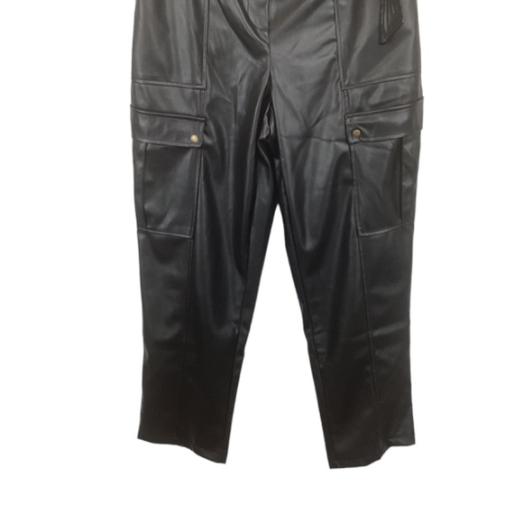 Jason Wu Vegan Faux Leather Black Cargo pants size 8 Straight leg NWT - Picture 4 of 10